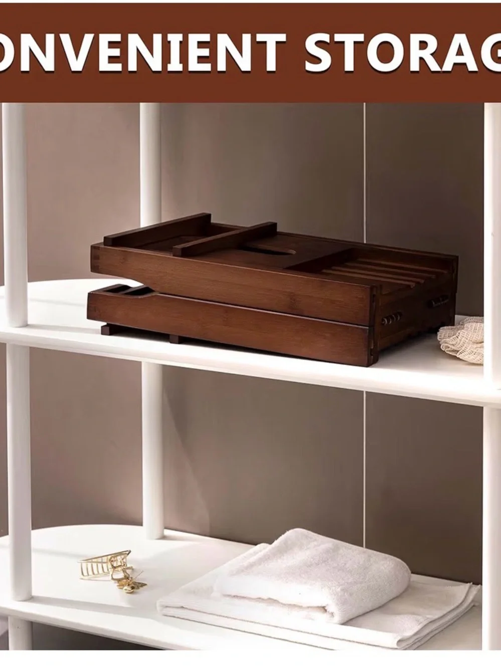 NWT Multipurpose Bathtub Caddy Tray - Brown